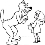 Dibujo para colorear Dibujo De Caperucita Roja Hablando Con El Lobo Para Pintar Y Colorear