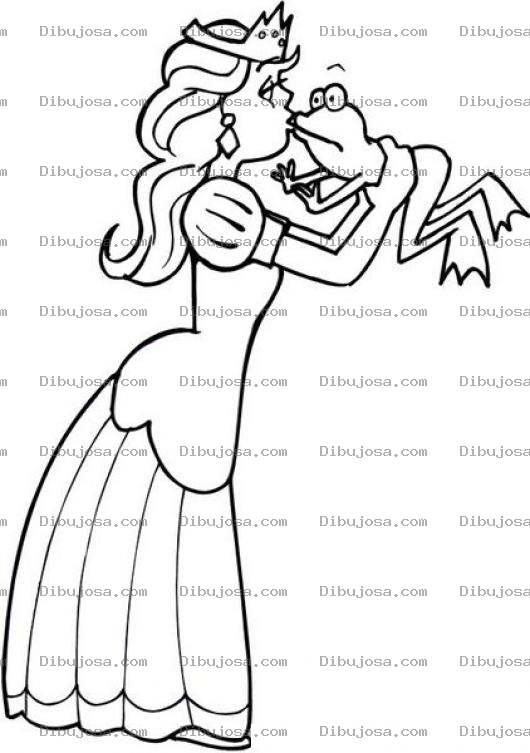 Dibujo para colorear Dibujo De Princesa Besando A Una Rana Para Pinta Y Colorear