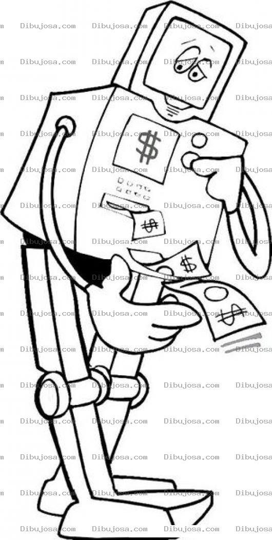 Dibujo para colorear Dibujo De Robot Con Dinero Para Pintar Y Colorear Robotatm Atmrobot Coloring Page