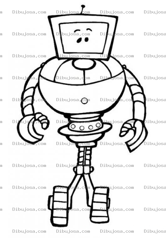 Dibujo para colorear Dibujo De Robot Con Pies De Ruedas Para Pintar Y Colorear