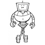 Dibujo para colorear Dibujo De Robot Con Pies De Ruedas Para Pintar Y Colorear