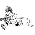 Dibujo para colorear Dibujo De Bombero Corriendo Con Una Manguera Para Pintar Y Colorear