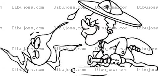 Dibujo para colorear Dibujo De Bombero Corriendo Detras De Una Llama De Fuego Para Pintar Y Colorear
