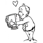 Dibujo para colorear Dibujo De Un Hombre Abrazando A Su Computadora Para Pintar Y Colorear Viejo Enamorado De La Computadora