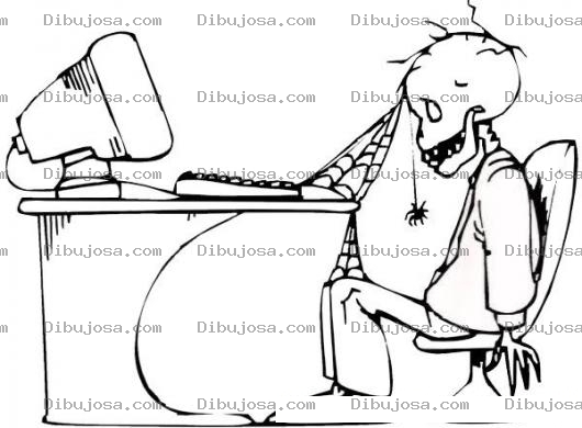 Dibujo para colorear Dibujo De Hombre Esperando Hacerse Millonario Frente A La Computadora Para Pintar Y Colorear