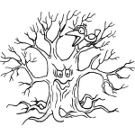 Dibujo para colorear Dibujo De Arbol Tenebroso Sin Hojas Para Pintar Y Colorear