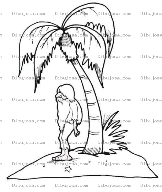 Dibujo para colorear Dibujo De Viejito En Una Isla Solitaria Para Pintar Y Colorear