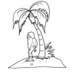 Dibujo para colorear Dibujo De Viejito En Una Isla Solitaria Para Pintar Y Colorear