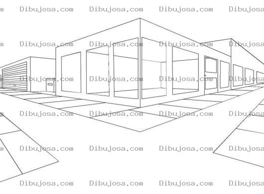 Dibujo para colorear Dibujo De Oficinas De Esquina Para Pintar Y Colorear Local Comercial De Esquina
