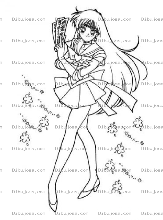 Dibujo para colorear Dibujo De Sailormun Con Flores Para Pintar Y Colorear