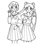 Dibujo para colorear Dibujo De Sailor Moon Con Una Amiga Para Pintar Y Colorear A Zailormun