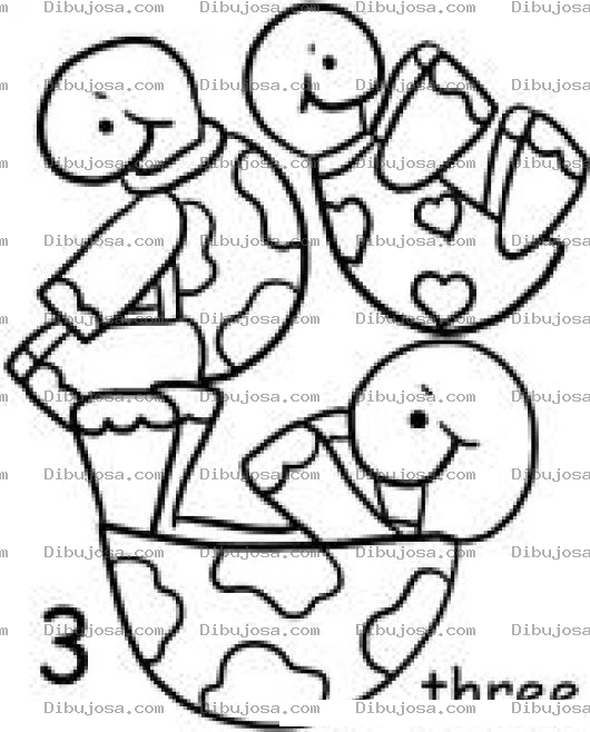 Dibujo para colorear 3 Tortugas Para Pintar Y Colorear Dibujo De Tres Tortugas