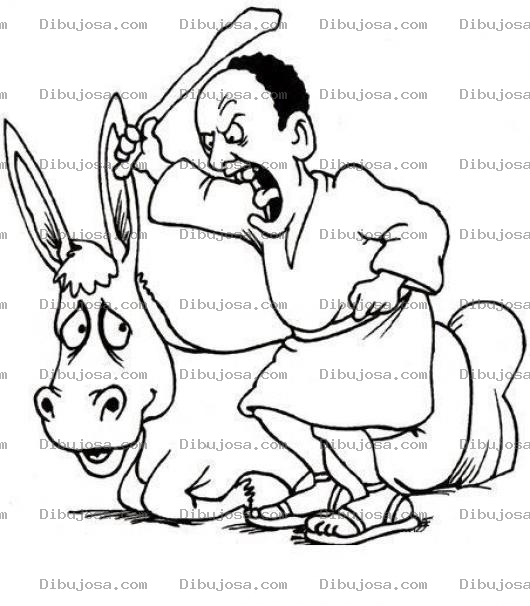 Dibujo para colorear Dibujo De Burra De Balaam Para Pintar Y Colorea Dibujo Biblico De Balaam Pegandole A La Burra Que Hablo