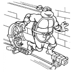 Dibujo para colorear Dibujo De Tortuga Ninja En Patineta Para Pintar Y Colorear