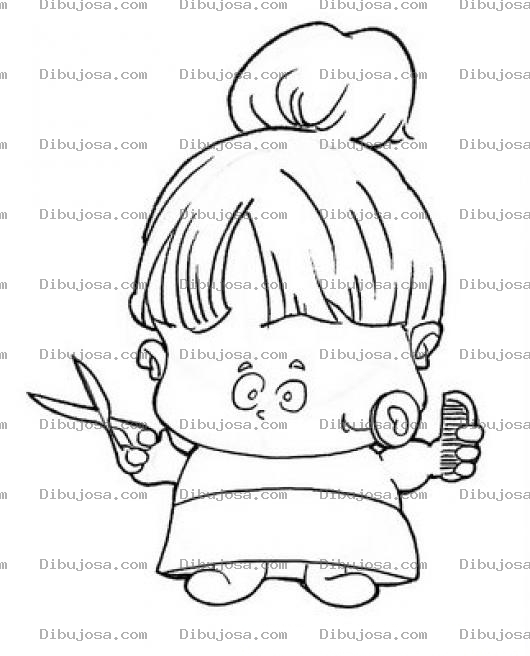 Dibujo para colorear Dibujo De Nina Peluquera Con Tijeras Y Peine Para Pintar Y Colorear