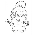 Dibujo para colorear Dibujo De Nina Peluquera Con Tijeras Y Peine Para Pintar Y Colorear