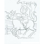 Dibujo para colorear caballo con un nino para colorear