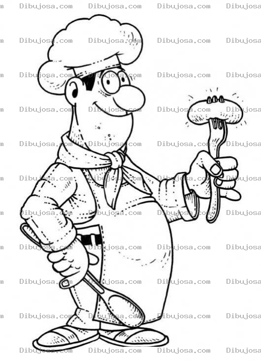 Dibujo para colorear Dibujo De Cocinero Cocinando Una Papa Para Pintar Y Colorear