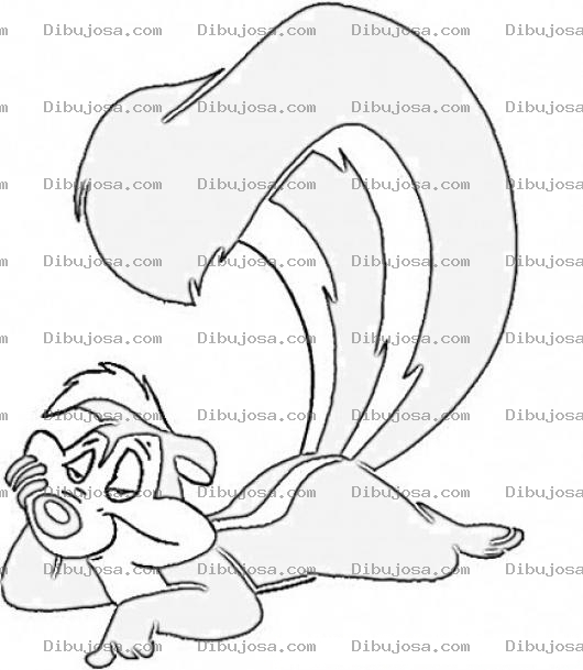 Dibujo para colorear Dibujo Del Zorrillo Pepe Le Mu Para Pintar Y Colorear Al Zorrillito Que Le Decia A Una Gata Monamu Mon Amu Mon Amour