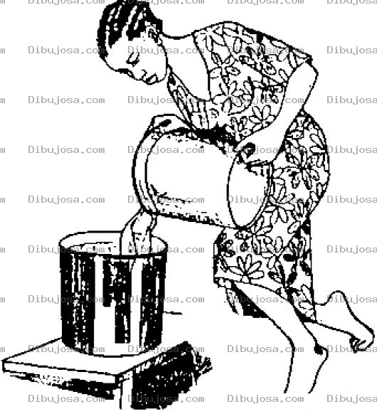 Dibujo para colorear Dibujo De Mujer Acarreando Agua Del Pozo Para Pintar Y Colorear