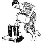 Dibujo para colorear Dibujo De Mujer Acarreando Agua Del Pozo Para Pintar Y Colorear