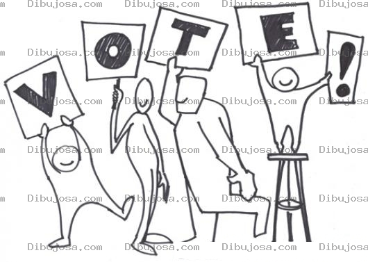 Dibujo para colorear Dibujo De 4 Personas Incitando A Votar Para Pintar Y Colorear VOTE