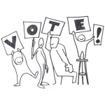 Dibujo para colorear Dibujo De 4 Personas Incitando A Votar Para Pintar Y Colorear VOTE