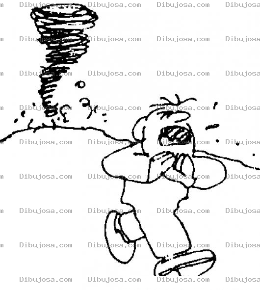 Dibujo para colorear Dibujo De Hombre Huyendo De Un Tornado Y Rogando A Dios No Ser Alcanzado Para Pintar Y Colorear