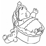 Dibujo para colorear Dibujo De Bebe En Moises Con Conejito Para Pintar Y Colorear