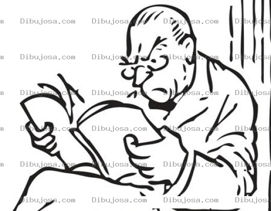 Dibujo para colorear Dibujo De Abuelito Enojado Leyendo Un Libro Para Pintar Y Colorear