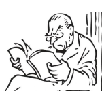 Dibujo para colorear Dibujo De Abuelito Enojado Leyendo Un Libro Para Pintar Y Colorear