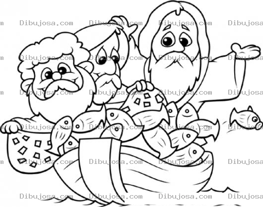 Dibujo para colorear Dibujo Biblico De Jesus Con Los Discipulos Pescando Para Pintar Y Colorear