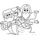 Dibujo para colorear Dibujo Biblico De Jesus Con Los Discipulos Pescando Para Pintar Y Colorear