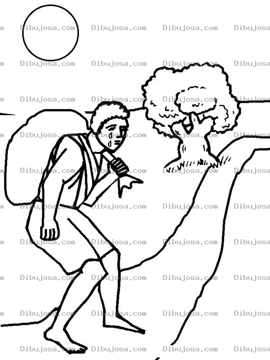 Dibujo para colorear Dibujo Del Hijo Prodigo Pasando Penas Y Hambre Despues De Haber Derrochado Su Dinero Para Pintar Y Colorear