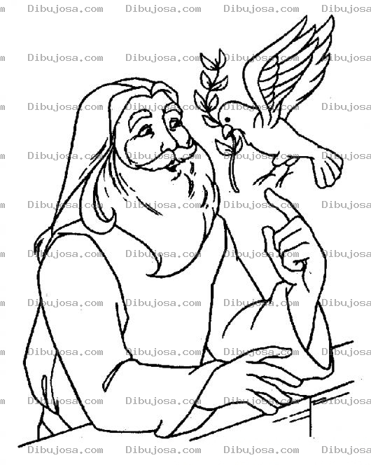 Dibujo para colorear Dibujo De Noe Con La Paloma Mensajera Para Pintar Y Colorear