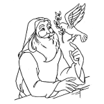 Dibujo para colorear Dibujo De Noe Con La Paloma Mensajera Para Pintar Y Colorear