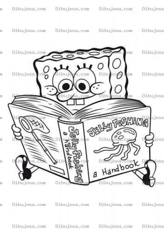 Dibujo para colorear bob esponja leyendo para colorear