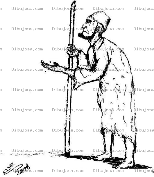 Dibujo para colorear Dibujo De Un Mendigo Pidiendo Dinero Para Pintar Y Colorear