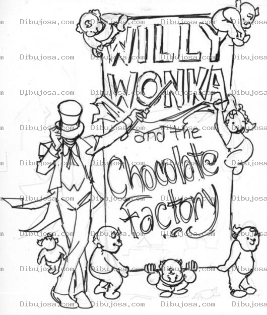 Dibujo para colorear Dibujo De Willy Wonka Y La Fabrica De Chocolate Para Pintar Y Colorear