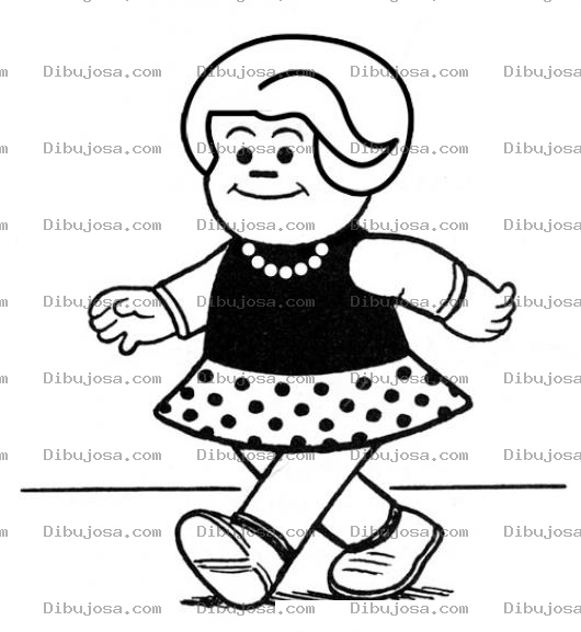 Dibujo para colorear Dibujo De Nina Rubia Con Faldita Estampada Para Pintar Y Colorear