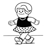 Dibujo para colorear Dibujo De Nina Rubia Con Faldita Estampada Para Pintar Y Colorear