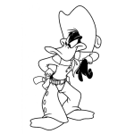 Dibujo para colorear Dibujo Del Pato Lucas Vestido De Vaquero Para Pintar Y Colorear