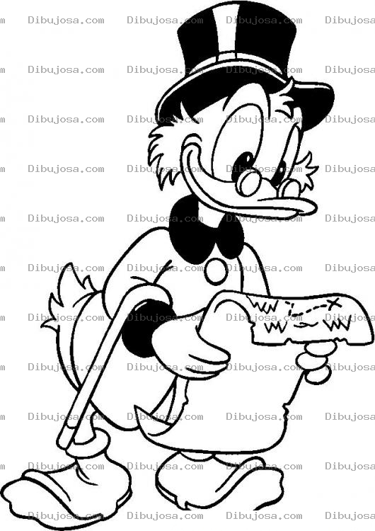 Dibujo para colorear Dibujo Del Millonario Tio Mac Pato Leyendo Y Revisando Su Testamento Para Pintar Y Colorear