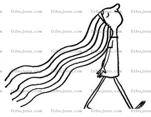 Dibujo para colorear Dibujo De Chica Con El Pelo Muy Muy Largo Para Pintar Y Colorear