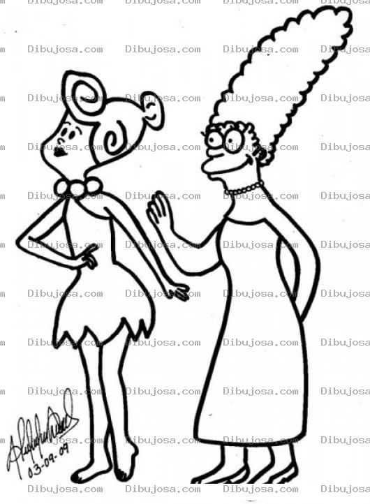 Dibujo para colorear Dia De Las Esposas Para Pintar Y Colorear A Vilma De Picapiedra Y A Mars De Simpson