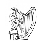 Dibujo para colorear Dibujo De Mujer Tocando El Arpa Para Pintar Y Colorear