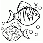 Dibujo para colorear 2 Peces Dibujo De Dos Pescaditos Para Pintar Y Colorear
