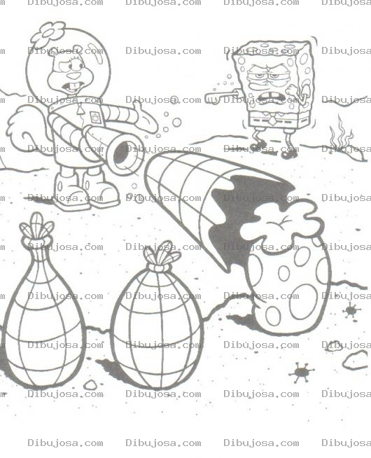 Dibujo para colorear arenita y bob esponja para colorear