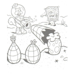 Dibujo para colorear arenita y bob esponja para colorear