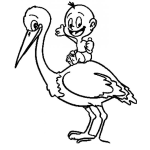 Dibujo para colorear Dibujo De Bebe Montado Sobre Una Ciguena Para Pintar Y Colorear Bebe Con Siguena